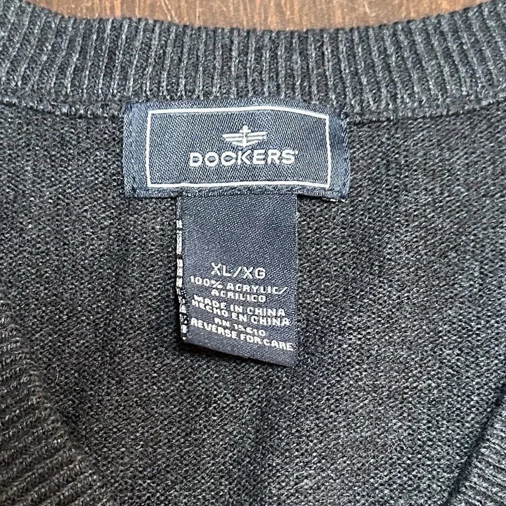 Dockers Mens Size XL Dark‎ Gray Argyle Sweater Vest V Neck Classic
